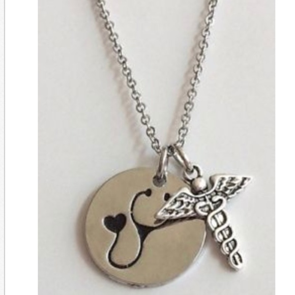 Medical Necklace Caduceus Stethoscope Doctor Nurse - Picture 1 of 8